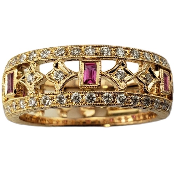 18 Karat Pink Sapphire and Diamond Ring Size 6.25 JAGi Certified #15728 - Picture 1 of 9